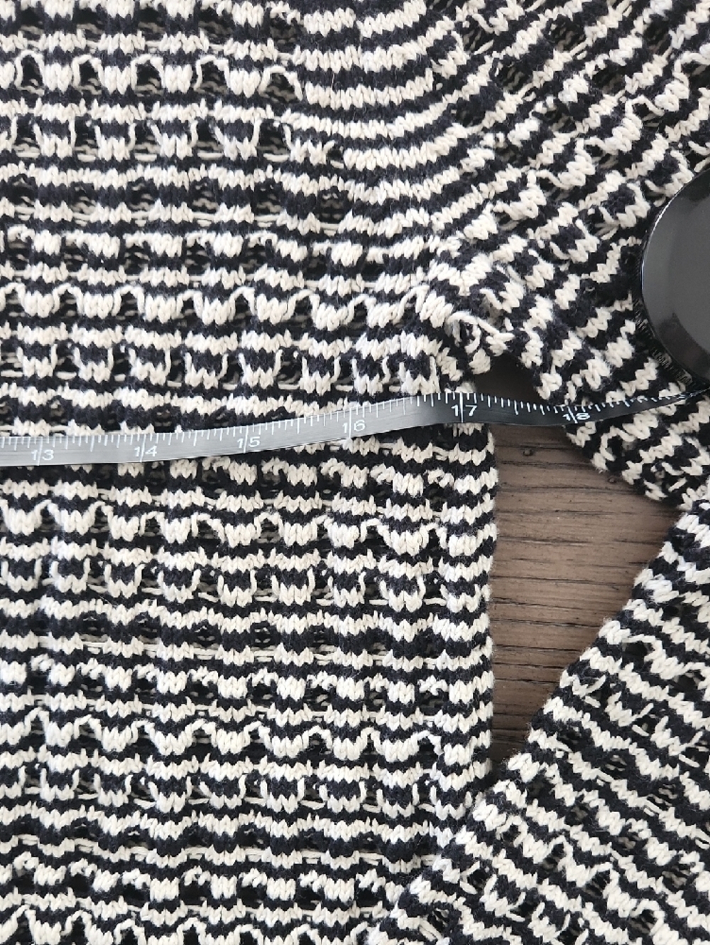 LOFT Black and Cream Button-Front Textured Cardigan - Picture 6 of 9